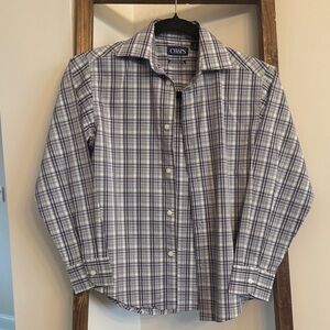 Chaps Boy’s Purple and White Plaid Shirt